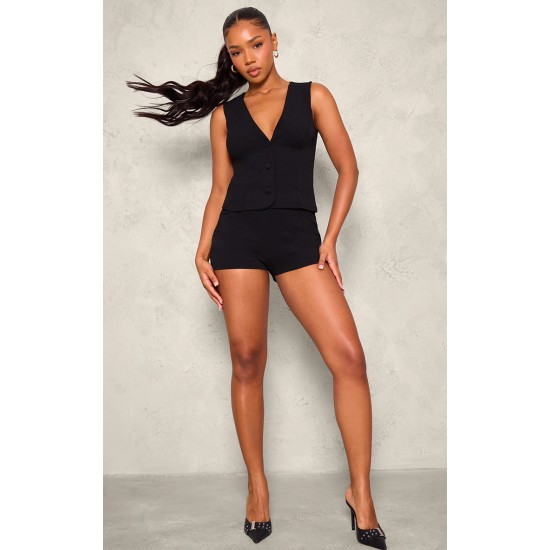 Black Soft Tailored Button Up Vest Black Soft Tailored Button Up Vest