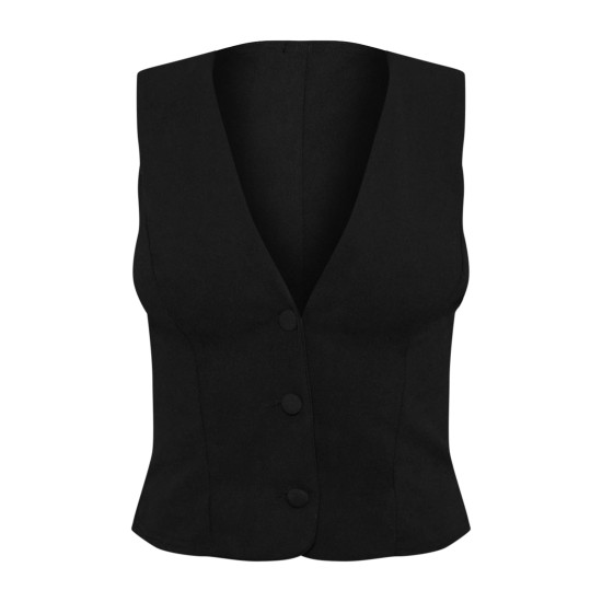Black Soft Tailored Button Up Vest Black Soft Tailored Button Up Vest
