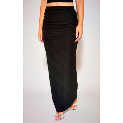 Black Soft Touch Ruched Back Maxi Skirt