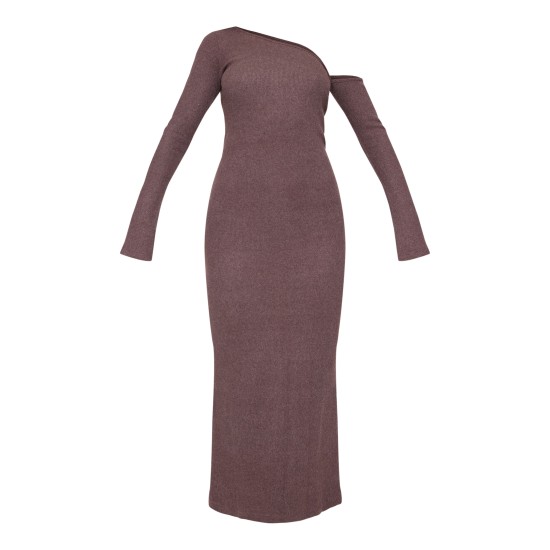 Chocolate Heavy Brushed Asymmetric Maxi Dress Chocolate Heavy Brushed Asymmetric Maxi Dress