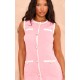 Pink Contrast Detailed Pearl Button Woven Romper Pink Contrast Detailed Pearl Button Woven Romper