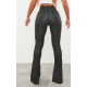 Black Coated Denim Split Hem Flares Black Coated Denim Split Hem Flares