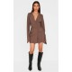 Chocolate Woven Wrap Belted Blazer Dress Chocolate Woven Wrap Belted Blazer Dress
