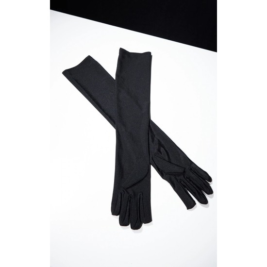 Black Plain Satin Long Gloves Black Plain Satin Long Gloves