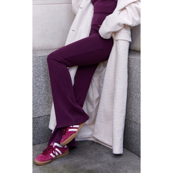 Burgundy Premium Soft Touch Skinny Flare Pants Burgundy Premium Soft Touch Skinny Flare Pants