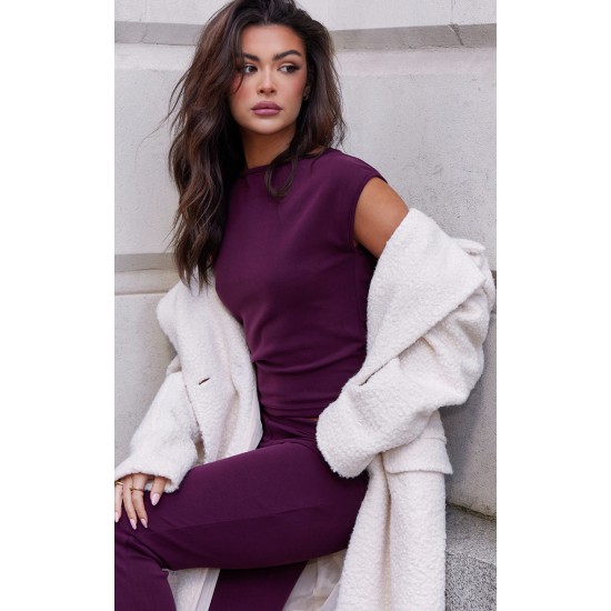 Burgundy Premium Soft Touch Skinny Flare Pants Burgundy Premium Soft Touch Skinny Flare Pants
