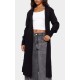 Black Ribbed Knitted Midi Cardigan Black Ribbed Knitted Midi Cardigan