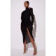 Black Zebra Print Devore High Neck Draped Midi Dress Black Zebra Print Devore High Neck Draped Midi Dress
