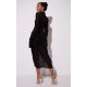 Black Zebra Print Devore High Neck Draped Midi Dress Black Zebra Print Devore High Neck Draped Midi Dress