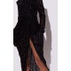 Black Zebra Print Devore High Neck Draped Midi Dress Black Zebra Print Devore High Neck Draped Midi Dress
