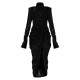 Black Zebra Print Devore High Neck Draped Midi Dress Black Zebra Print Devore High Neck Draped Midi Dress
