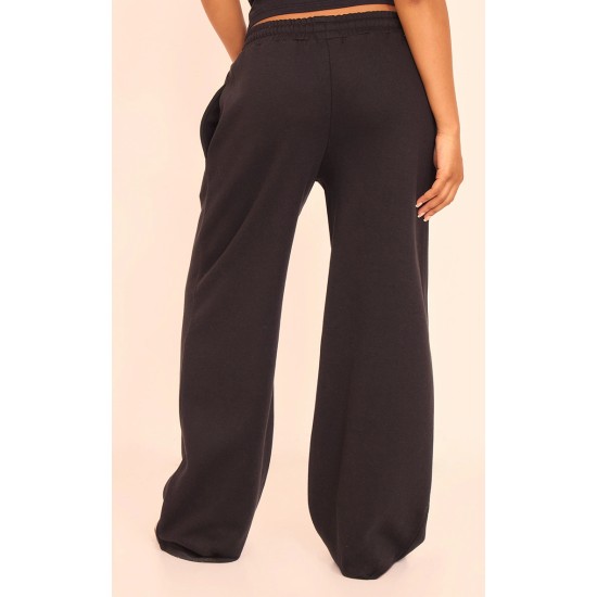 PRETTYLITTLETHING Black Tab Wide Leg Sweatpants PRETTYLITTLETHING Black Tab Wide Leg Sweatpants