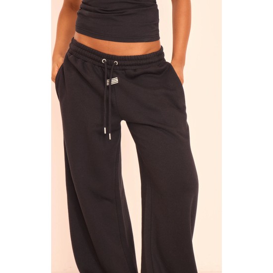 PRETTYLITTLETHING Black Tab Wide Leg Sweatpants PRETTYLITTLETHING Black Tab Wide Leg Sweatpants