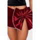 Burgundy Velvet Oversized Bow Diamante Trim Mini Skirt Burgundy Velvet Oversized Bow Diamante Trim Mini Skirt
