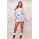 Grey Marl Sweat Bardot Frill Skirt Mini Dress Grey Marl Sweat Bardot Frill Skirt Mini Dress
