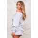 Grey Marl Sweat Bardot Frill Skirt Mini Dress Grey Marl Sweat Bardot Frill Skirt Mini Dress
