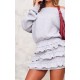Grey Marl Sweat Bardot Frill Skirt Mini Dress Grey Marl Sweat Bardot Frill Skirt Mini Dress