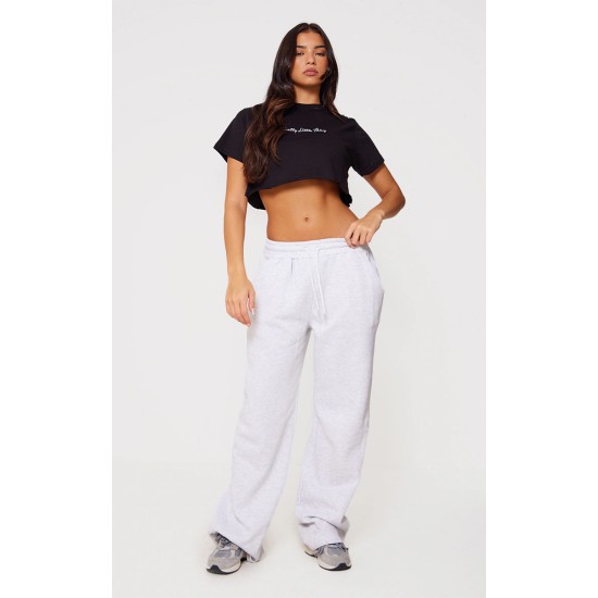 PRETTYLITTLETHING Cotton Black Oversized Crop T-Shirt PRETTYLITTLETHING Cotton Black Oversized Crop T-Shirt