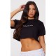 PRETTYLITTLETHING Cotton Black Oversized Crop T-Shirt PRETTYLITTLETHING Cotton Black Oversized Crop T-Shirt