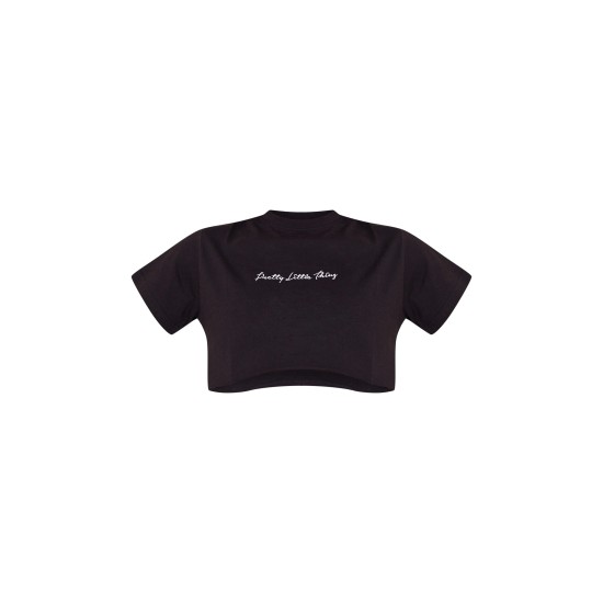 PRETTYLITTLETHING Cotton Black Oversized Crop T-Shirt PRETTYLITTLETHING Cotton Black Oversized Crop T-Shirt
