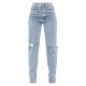 Vintage Light Blue Wash Slash Knee Long Leg Straight Leg Jeans Vintage Light Blue Wash Slash Knee Long Leg Straight Leg Jeans