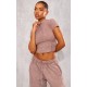 Taupe Washed Zip Up Rib Panel Top Taupe Washed Zip Up Rib Panel Top