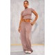 Taupe Washed Zip Up Rib Panel Top Taupe Washed Zip Up Rib Panel Top