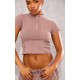 Taupe Washed Zip Up Rib Panel Top Taupe Washed Zip Up Rib Panel Top