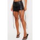 Premium Black Faux Leather Lace Front Micro Mini Skirt Premium Black Faux Leather Lace Front Micro Mini Skirt