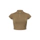 Olive Washed Zip Up Rib Panel Top Olive Washed Zip Up Rib Panel Top