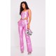 Pink Metallic Denim Stitch Detail Straight Leg Jeans Pink Metallic Denim Stitch Detail Straight Leg Jeans