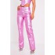 Pink Metallic Denim Stitch Detail Straight Leg Jeans Pink Metallic Denim Stitch Detail Straight Leg Jeans
