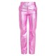 Pink Metallic Denim Stitch Detail Straight Leg Jeans Pink Metallic Denim Stitch Detail Straight Leg Jeans