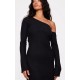 Black Heavy Brushed Asymmetric Ruched Maxi Dress Black Heavy Brushed Asymmetric Ruched Maxi Dress