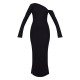 Black Heavy Brushed Asymmetric Ruched Maxi Dress Black Heavy Brushed Asymmetric Ruched Maxi Dress