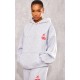 Grey Marl Cherry Print Oversized Hoodie Grey Marl Cherry Print Oversized Hoodie