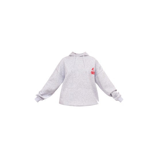 Grey Marl Cherry Print Oversized Hoodie Grey Marl Cherry Print Oversized Hoodie
