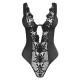 Black Mesh Deep Plunge Crochet Lace Bodysuit Black Mesh Deep Plunge Crochet Lace Bodysuit