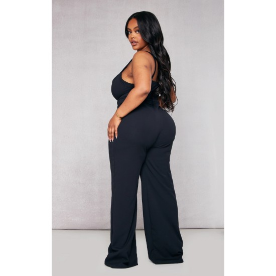 Plus Black Strap Detail Jumpsuit Plus Black Strap Detail Jumpsuit