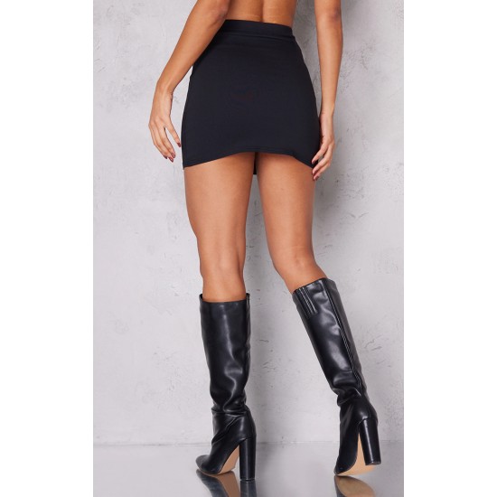 Black Stretch Woven Basic High Rise Micro Mini Skirt Black Stretch Woven Basic High Rise Micro Mini Skirt