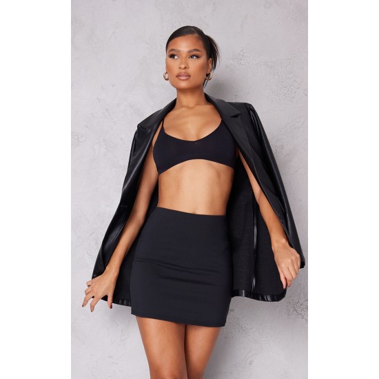 Black Stretch Woven Basic High Rise Micro Mini Skirt Black Stretch Woven Basic High Rise Micro Mini Skirt