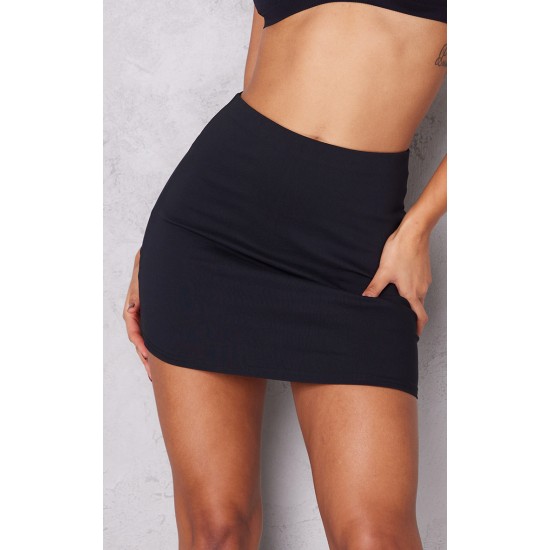 Black Stretch Woven Basic High Rise Micro Mini Skirt Black Stretch Woven Basic High Rise Micro Mini Skirt
