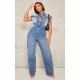 Shape Light Blue Sleeveless Rigid Denim Jumpsuit Shape Light Blue Sleeveless Rigid Denim Jumpsuit