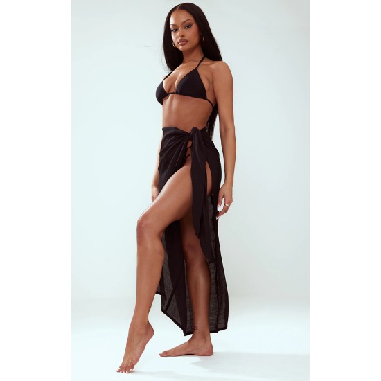 Black Linen Look Beach Sarong Black Linen Look Beach Sarong