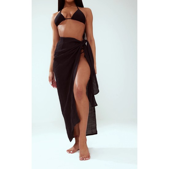 Black Linen Look Beach Sarong Black Linen Look Beach Sarong