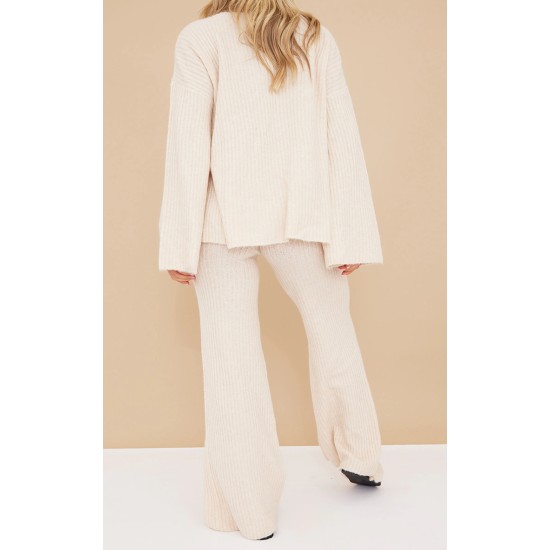 Oatmeal Luxe Rib Knit Wide Leg Pants Oatmeal Luxe Rib Knit Wide Leg Pants