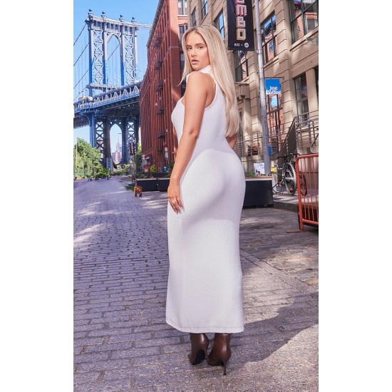 White Funnel Neck Super Soft Knit Maxi Dress White Funnel Neck Super Soft Knit Maxi Dress