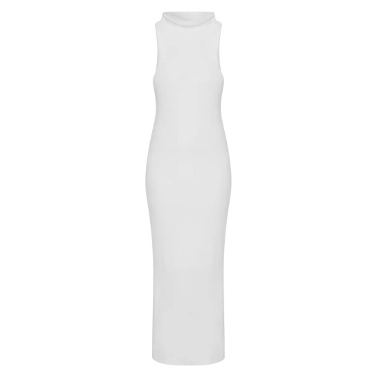 White Funnel Neck Super Soft Knit Maxi Dress White Funnel Neck Super Soft Knit Maxi Dress