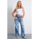 Light Blue Ribbon Detail Laser Print Jeans Light Blue Ribbon Detail Laser Print Jeans