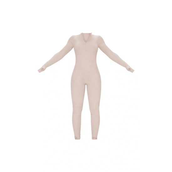 Stone Zip Detail Knitted Jumpsuit Stone Zip Detail Knitted Jumpsuit